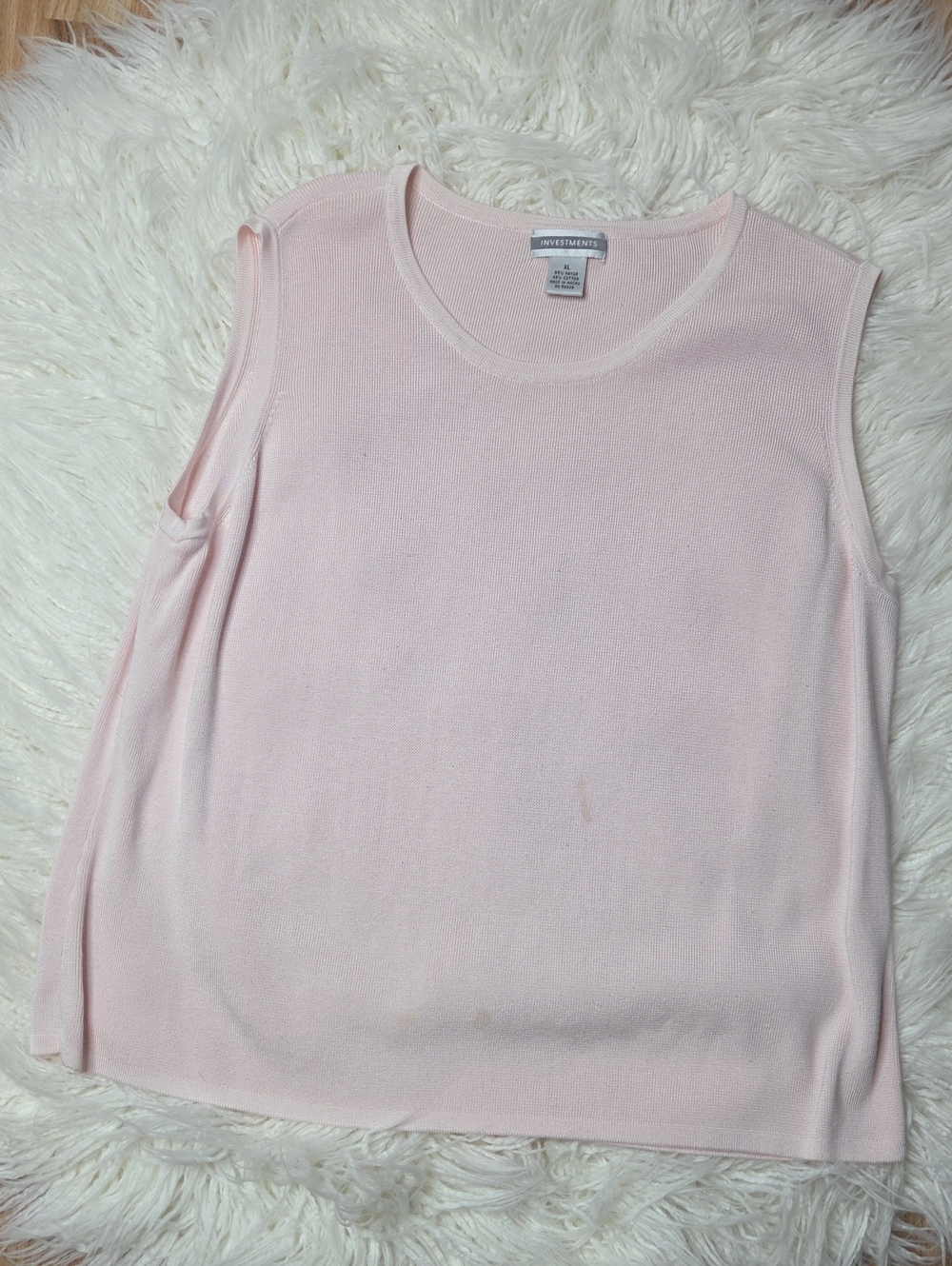 Investments Light Pink Ribbed Sleeveless Shell Sz XL